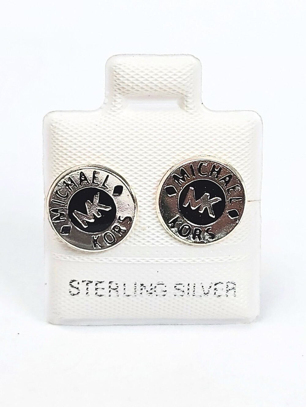 MK Inspired Round Stud Earrings 925 Sterling Silver 10.5mm